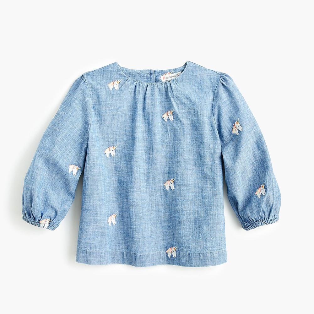 Crew cuts unicorn chambray popover shirt
